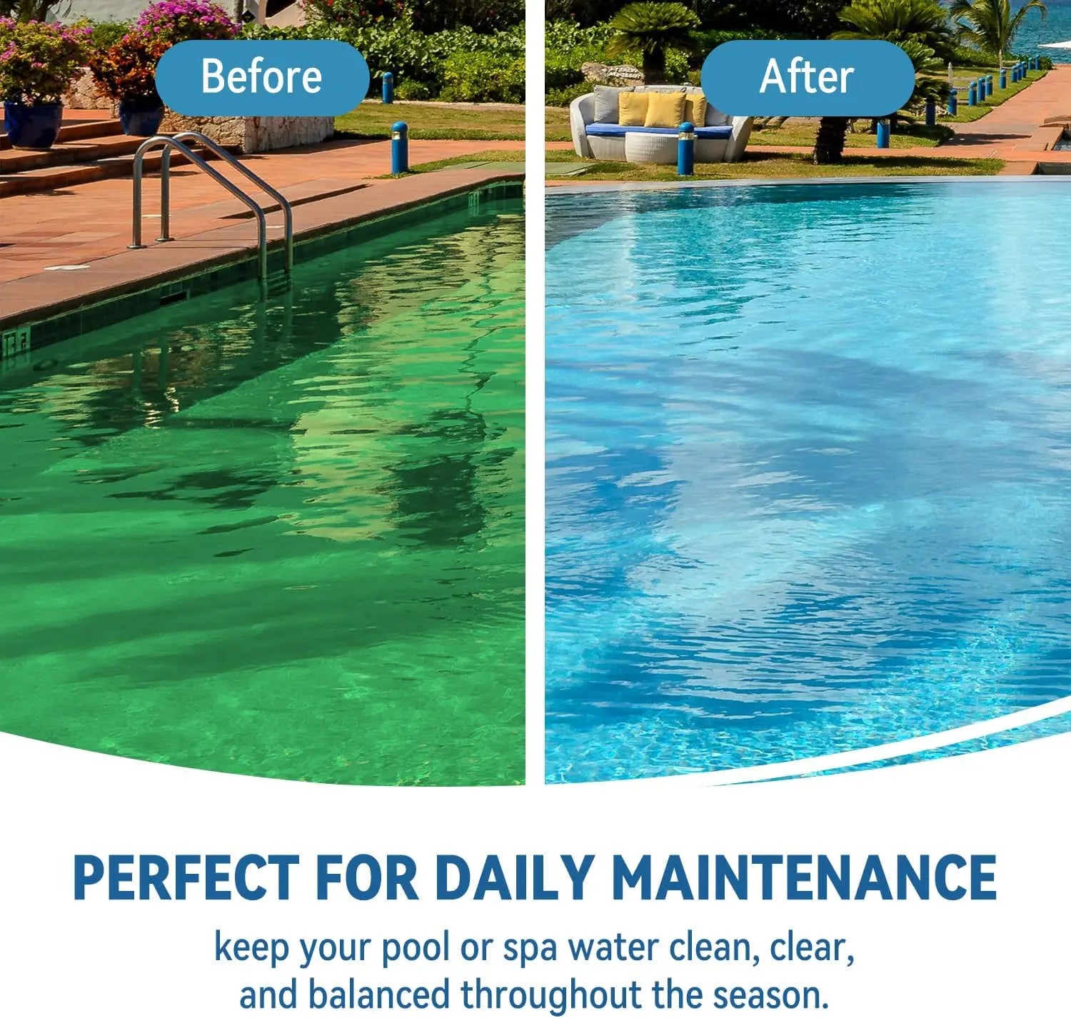300G Swimming Pools & Spas 90% Available Chlorine Trichlor Pool Tablets Long-Lasting Slow Dissolving Sanitizer Clean&Clear Water