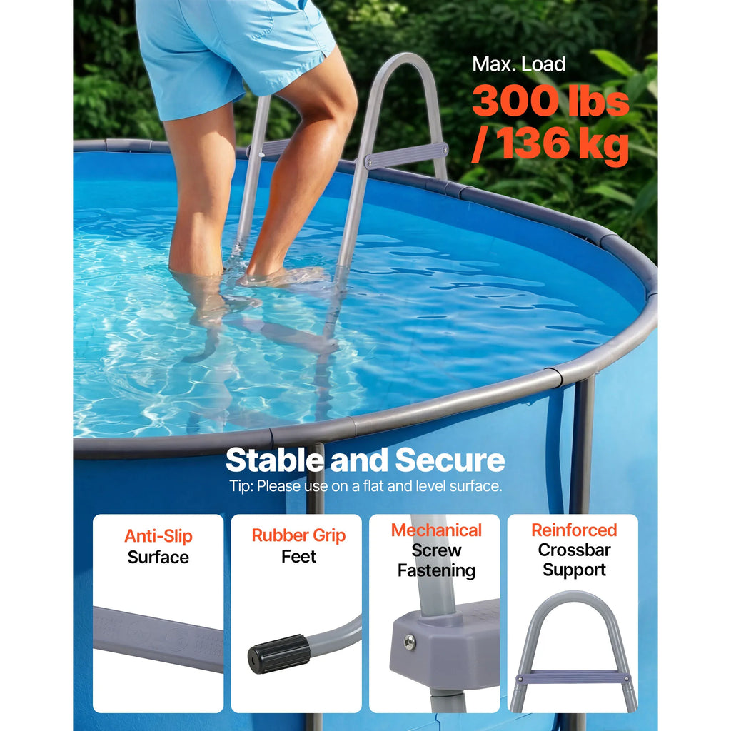 SucceBuy Above Ground Pool Ladder A-Frame Swimming Pool Stairs for 33/36/42/48/52 inch High Wall with Non-Slip Sturdy Wide Step