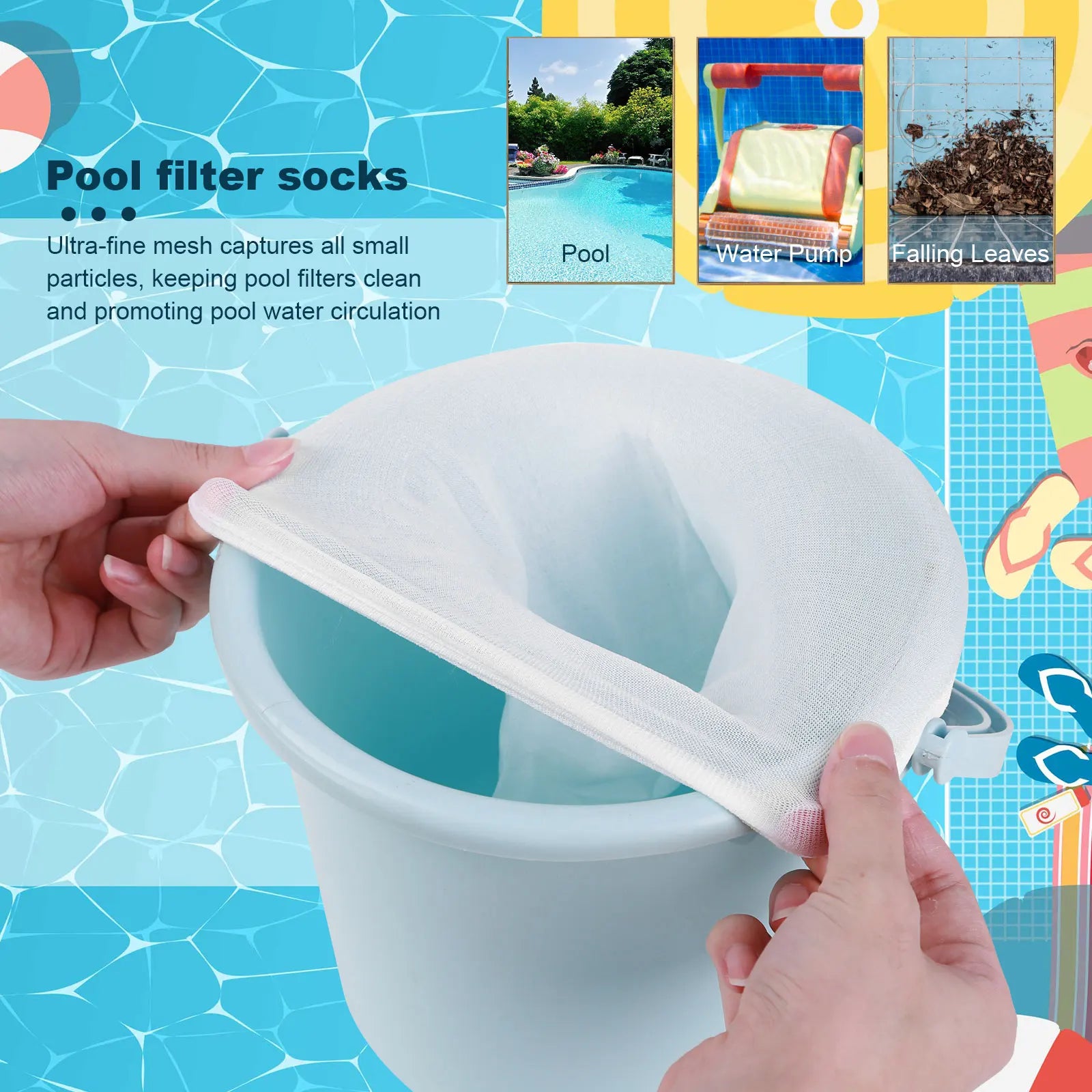 5-20PCS Swimming Pool Filter Pool Skimmer Socks Leaf Debris Filter Water Tank Swimming Pool Cleaner Tools Pool Accessories