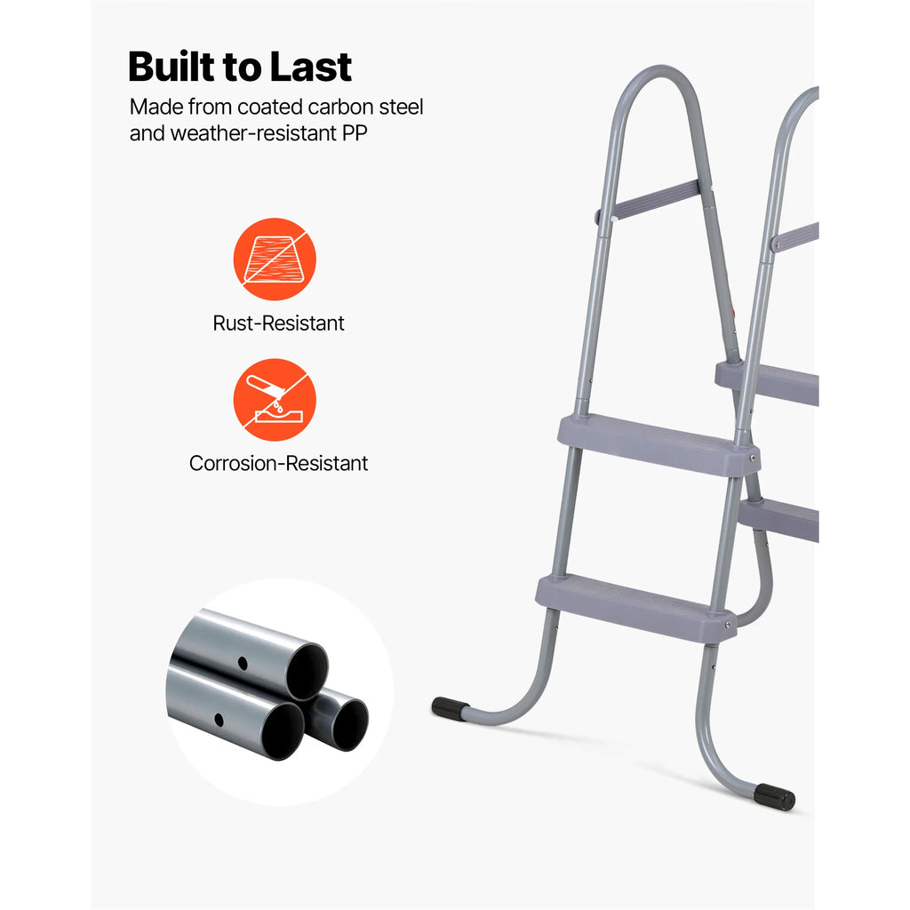 SucceBuy Above Ground Pool Ladder A-Frame Swimming Pool Stairs for 33/36/42/48/52 inch High Wall with Non-Slip Sturdy Wide Step