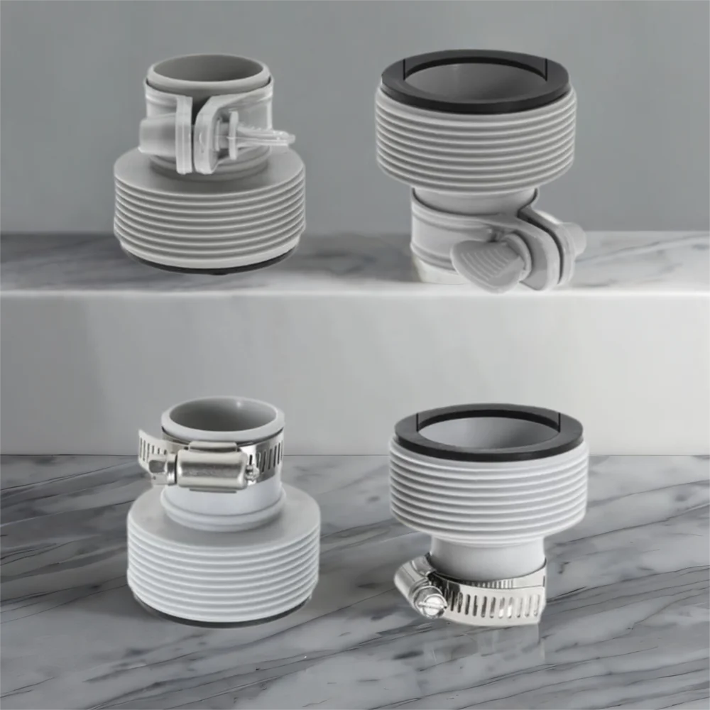 New 1.25 to 1.5 Pool Hose Adapter With Adjustment Hoop Rubber Metal Pool Hose Connector Type B Pool Filter Pumps Adapters