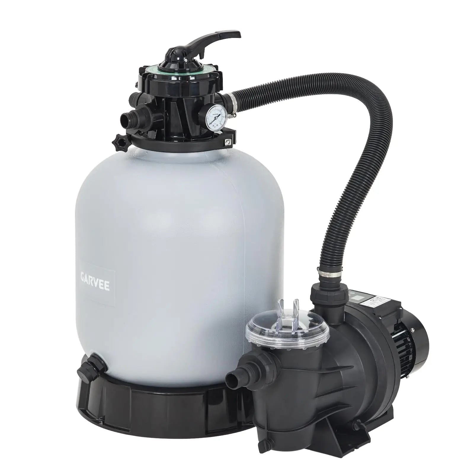 Above Ground Pool Sand Filter System, 19 Inch 1.5HP 6075 GPH Pump With 7-Way Valve, Timer And Strainer Basket