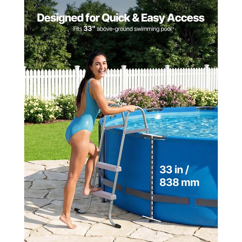 SucceBuy Above Ground Pool Ladder A-Frame Swimming Pool Stairs for 33/36/42/48/52 inch High Wall with Non-Slip Sturdy Wide Step