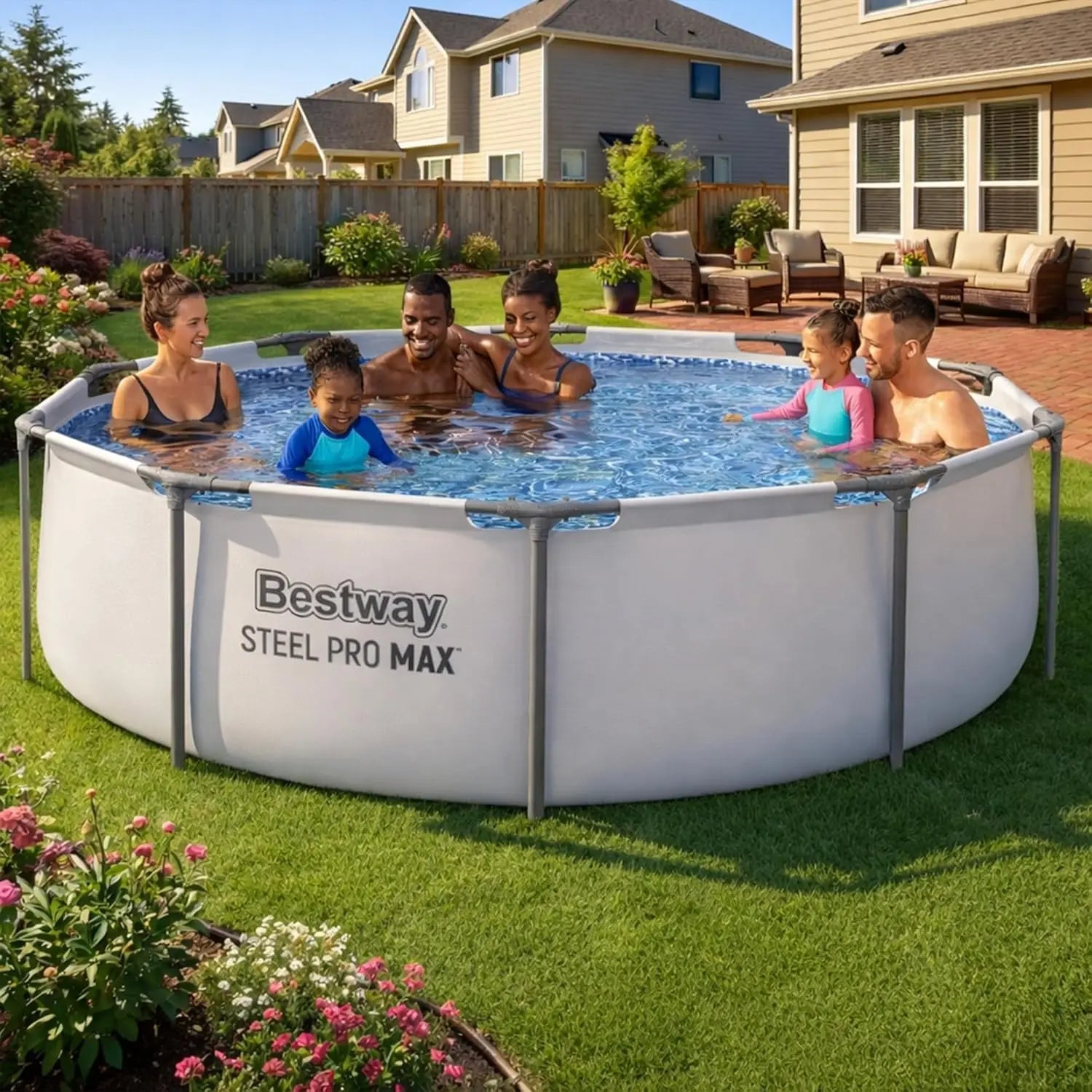 Steel Pro MAX 10' x 30" Above Ground Pool, Round Metal Frame Outdoor Swimming Pool Set with Filter Pump & Type I Cartridge