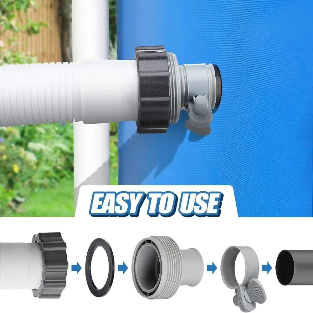 New 1.25 to 1.5 Pool Hose Adapter With Adjustment Hoop Rubber Metal Pool Hose Connector Type B Pool Filter Pumps Adapters