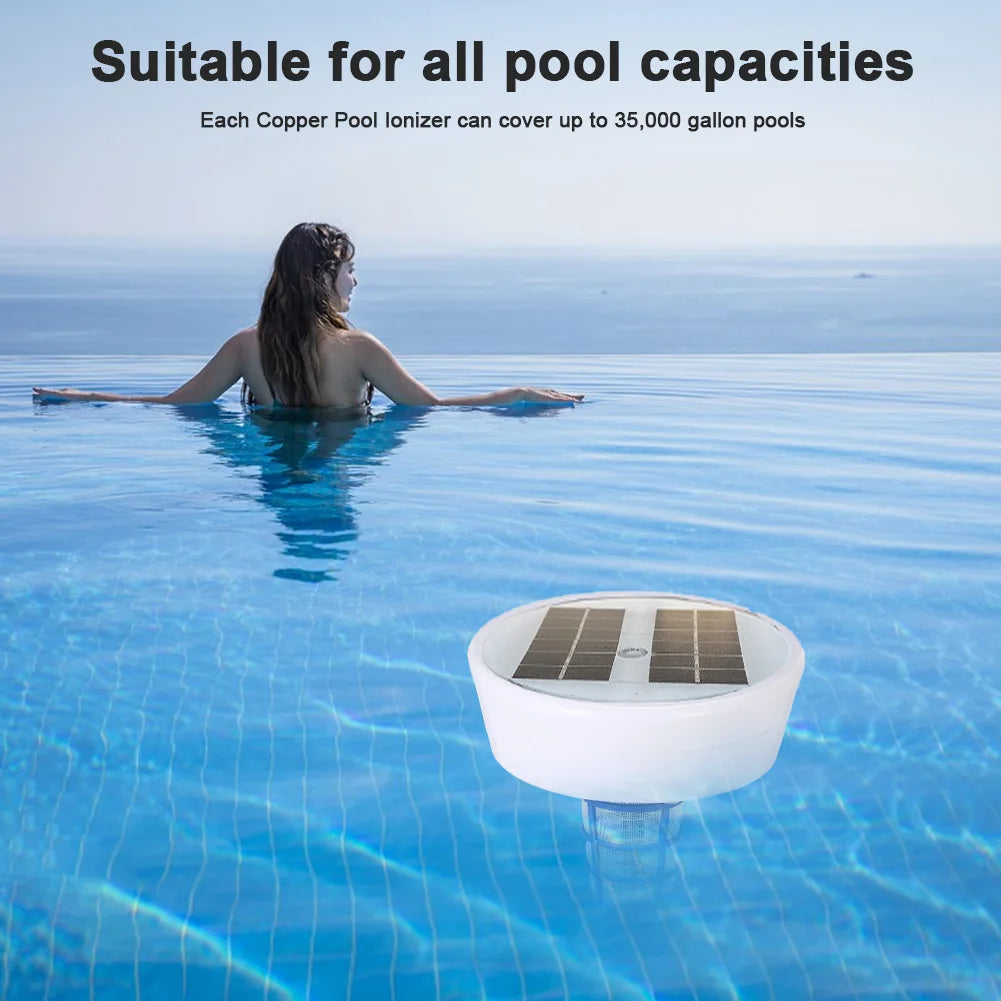 Solar Pool Ionizer Purifier Kills Algae Swimming Pool Water Purifiers Chlorine-Free Sun Shock & Water Purifier for Outdoor Hot Tub