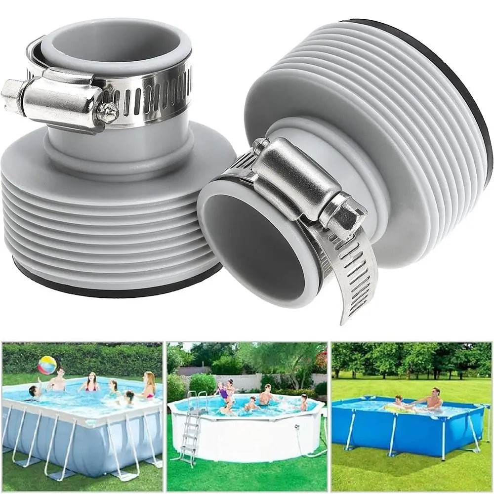New 1.25 to 1.5 Pool Hose Adapter With Adjustment Hoop Rubber Metal Pool Hose Connector Type B Pool Filter Pumps Adapters