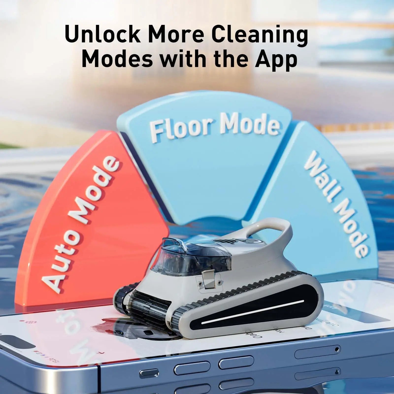 (New for 2025) Seauto Crab Pro Cordless Robotic Cleaner, for Inground Pools up to 2000 Sq.ft, with Floor and Waterline Cleaning Vacuum