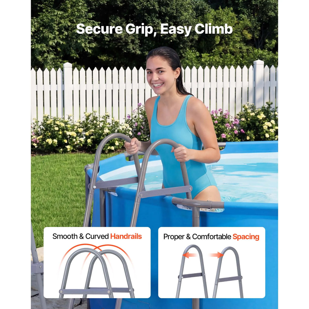 SucceBuy Above Ground Pool Ladder A-Frame Swimming Pool Stairs for 33/36/42/48/52 inch High Wall with Non-Slip Sturdy Wide Step