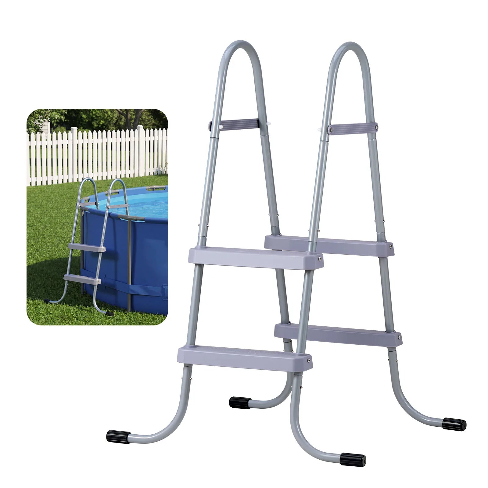 SucceBuy Above Ground Pool Ladder A-Frame Swimming Pool Stairs for 33/36/42/48/52 inch High Wall with Non-Slip Sturdy Wide Step
