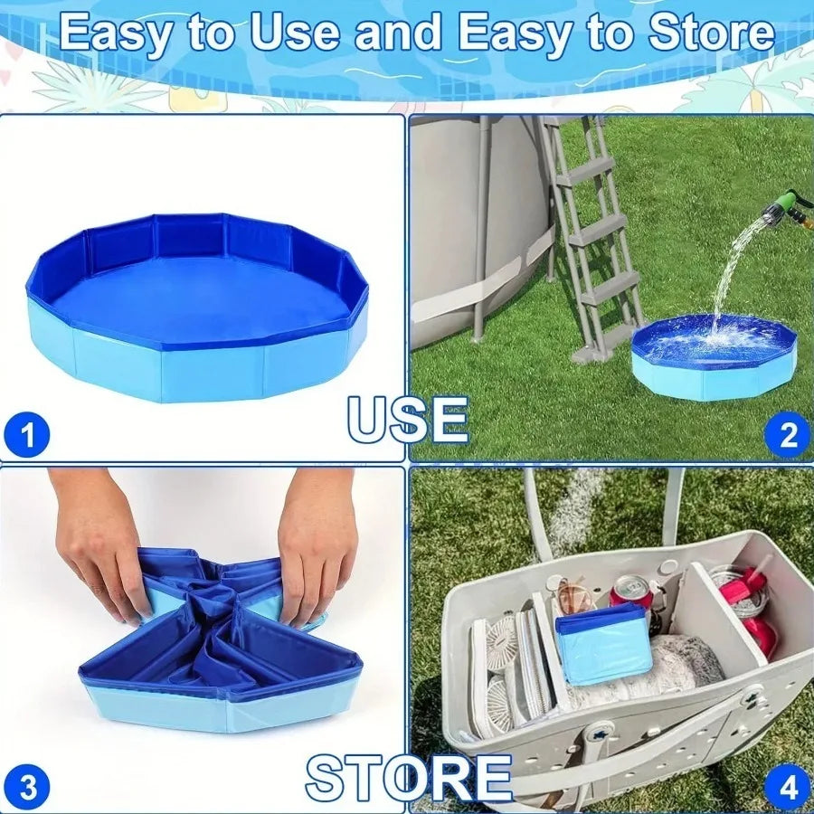 Foldable Dog Swimming Pool Pet Dog Bathing Tub Pool for Small Dogs Pet Indoor Outdoor Cool Bathing Wash Bathtub Pet Accessories