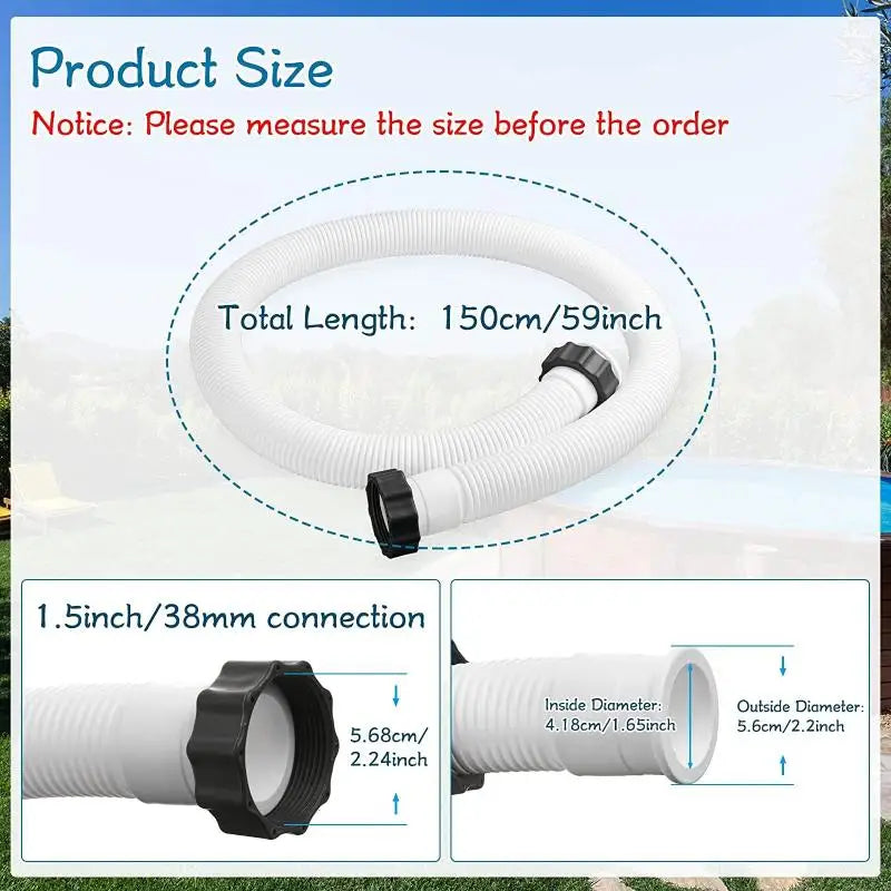 New Pool Pump Hose Filter Pump Hose Pool Pump Replacement Hose For 1.5in Diameter Pool Hose For Water Circulation Lawns