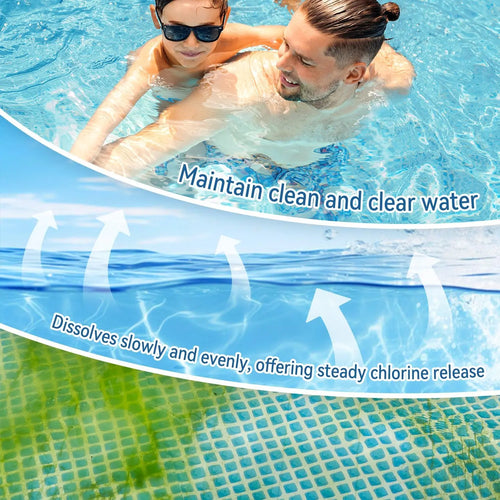 300G Swimming Pools & Spas 90% Available Chlorine Trichlor Pool Tablets Long-Lasting Slow Dissolving Sanitizer Clean&Clear Water