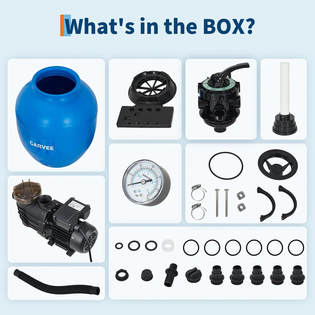 13'' Sand Filter Pump For Above Ground Pool, 3/4HP 3435GPH Pool Pump & Filter System With 7-Way Valve And Strainer Basket